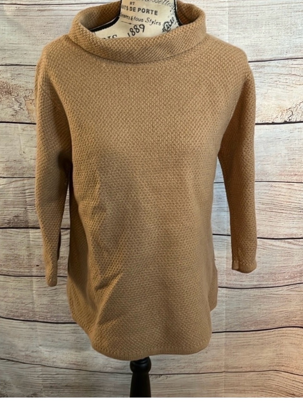 Boden Audrey Camel Textured Cowl Neck Sweater